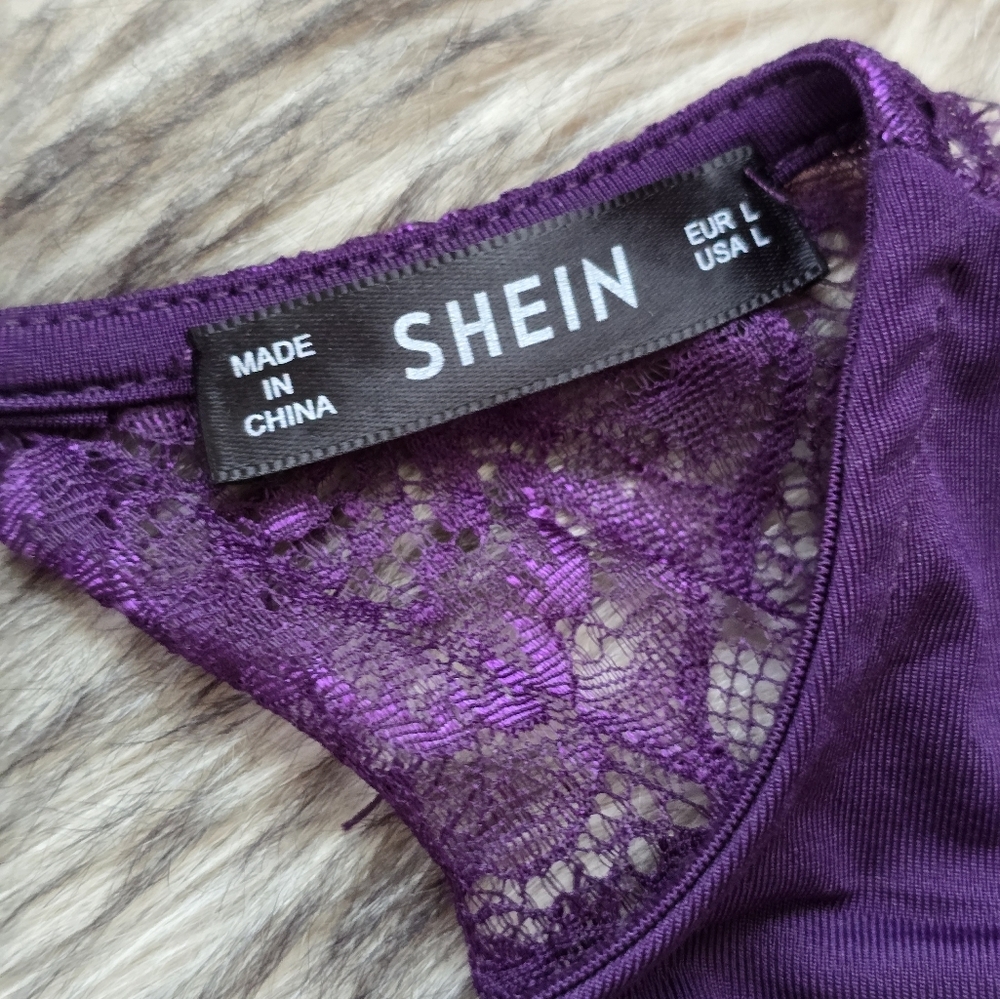 Shein Purple long sleeved Bodysuit teddy size L - Picture 4 of 4
